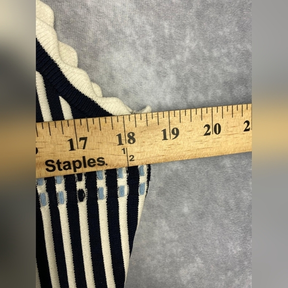 LELA ROSE Fringe Striped Crochet-Knit Midi Dress SIZE L - Picture 14 of 15